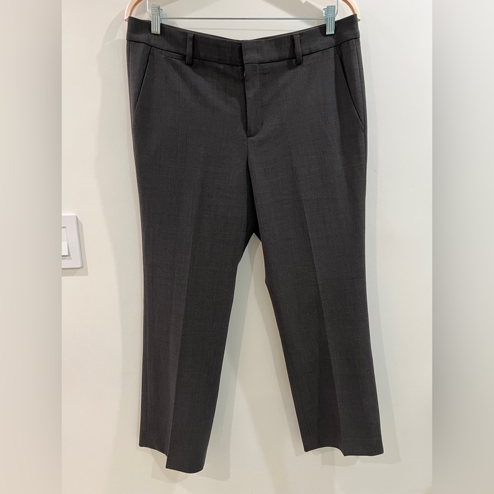 Vince Wool-Blend Slim Straight Pleated Crop Ankle Trouser Pants. Grey. 12. EUC